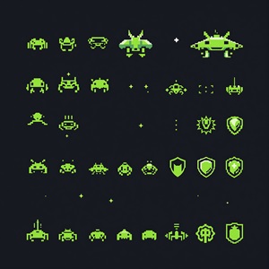 space invaders icon set 1 png 8K jpg